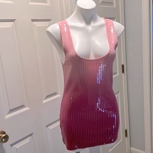 Pink tie dye sequined tank